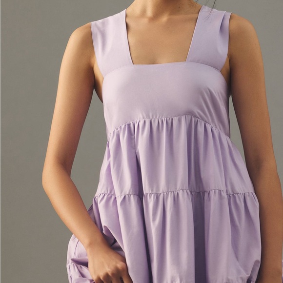 Anthropologie The Helena Square-Neck
Tiered Midi Dress: Smocked in purple - Picture 3 of 13